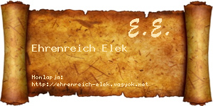 Ehrenreich Elek névjegykártya